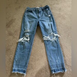 Abercrombie and Fitch deconstructed jeans high rise mom jeans